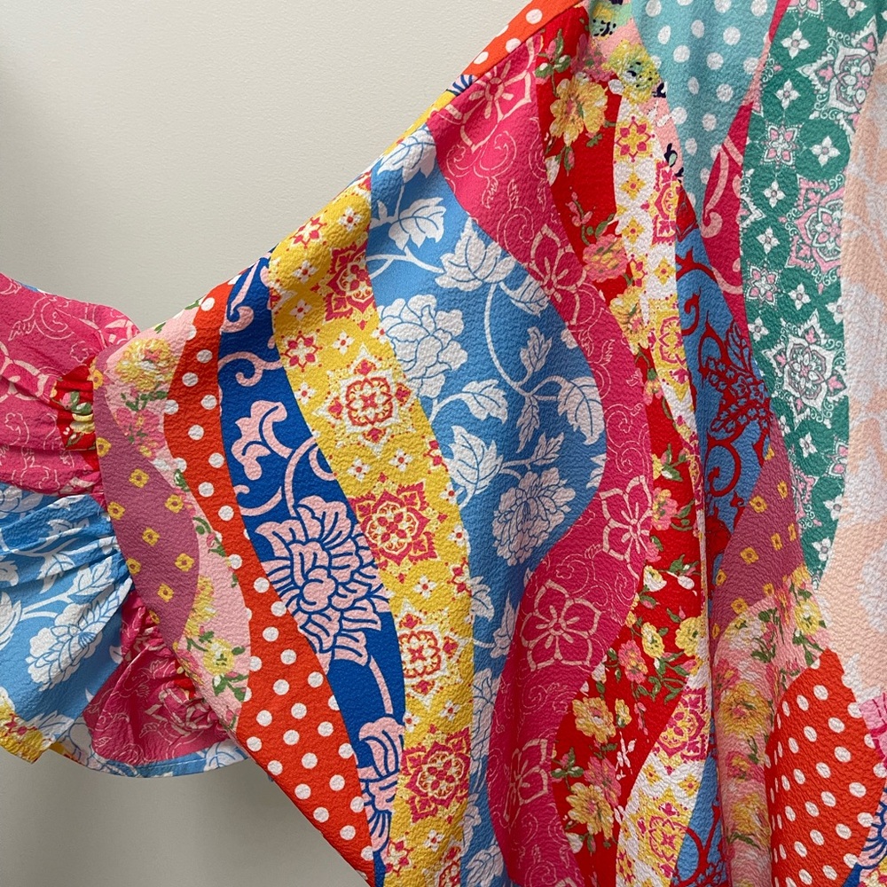 Umgee Multicolor Patchwork Blouse - image 5